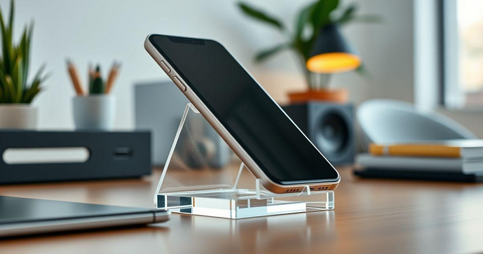 Porta celular de acrílico é a solução ideal para organização e estilo no seu espaço Porta celular de acrílico é a solução ideal para organização e estilo no seu espaço